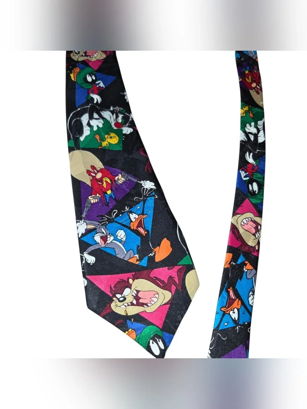 Warner Bros. Looney Tunes Character Black Tie with Multi-Color Panels
